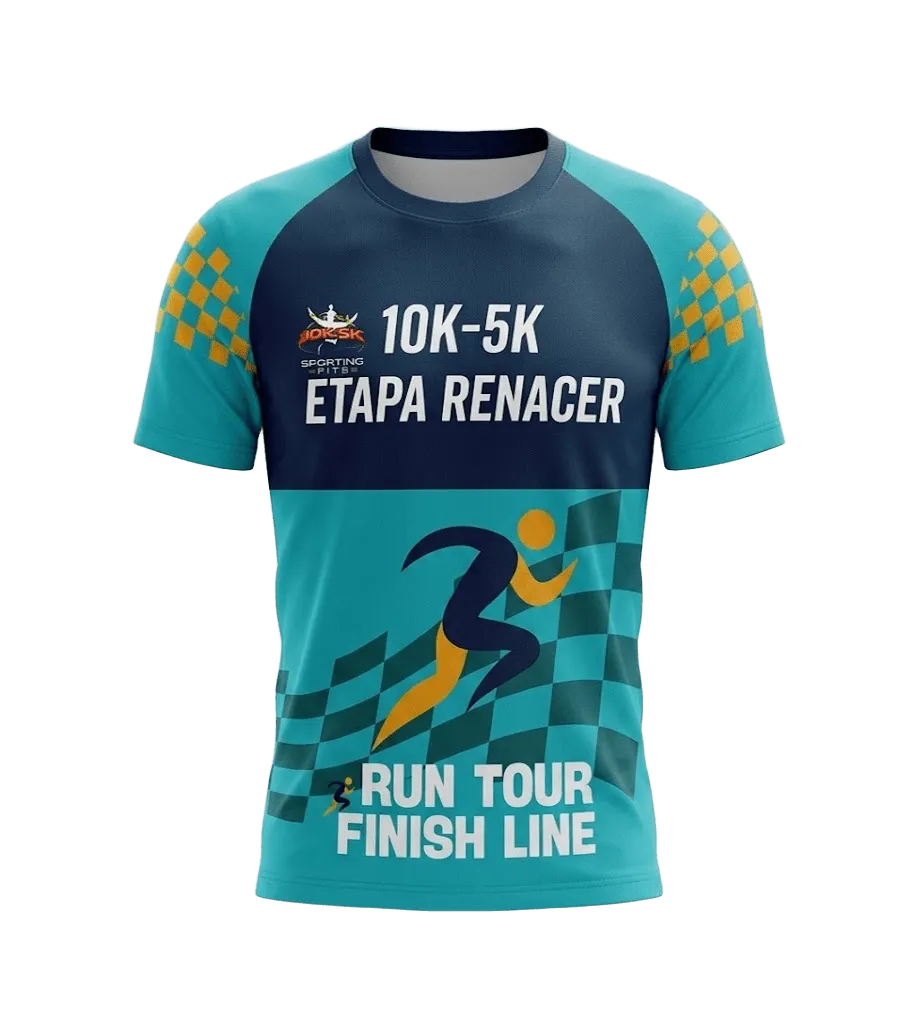 Polera oficial de Renacer, con el diseño del Run Tour Finish Line.